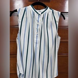 ANN TAYLOR Striped Sleeveless Button-Up Blouse